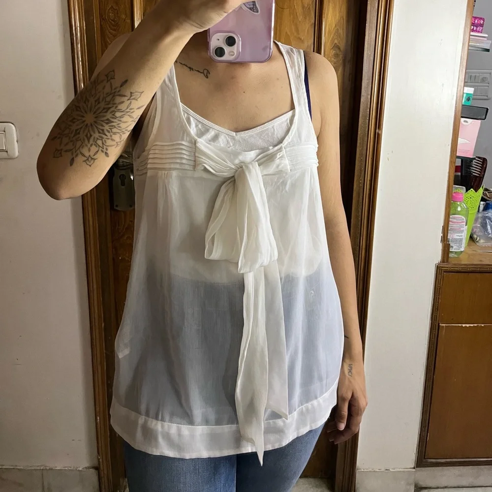 NWOT ONLY White Sheer Tunic Top - Picture 5 of 9